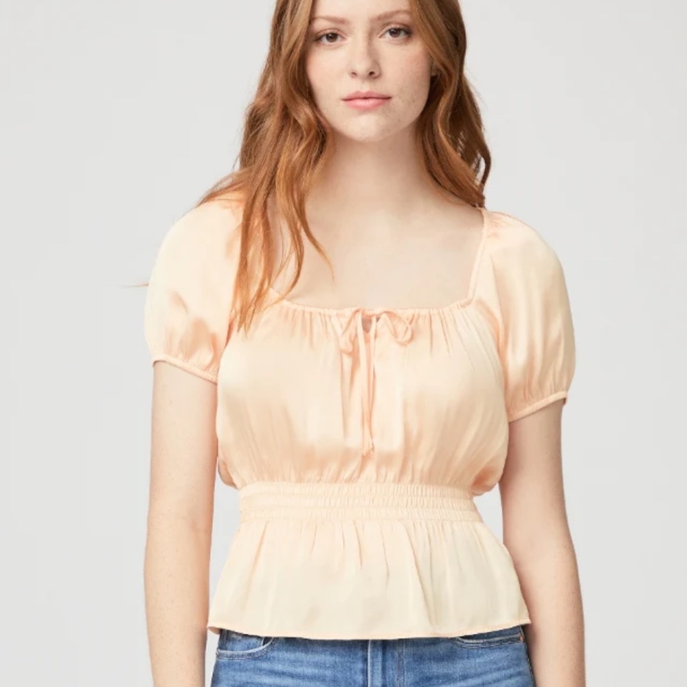 Paige Peach Colored Silk Top